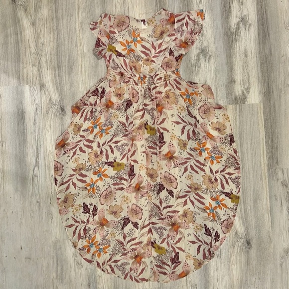 Windsor V Neck Sheer Floral Chiffon High Low Short Sleeve Top Maxi Train Size S - Picture 6 of 7